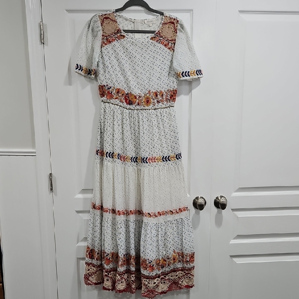 Bohme Embroidered Tiered Dress With Lace